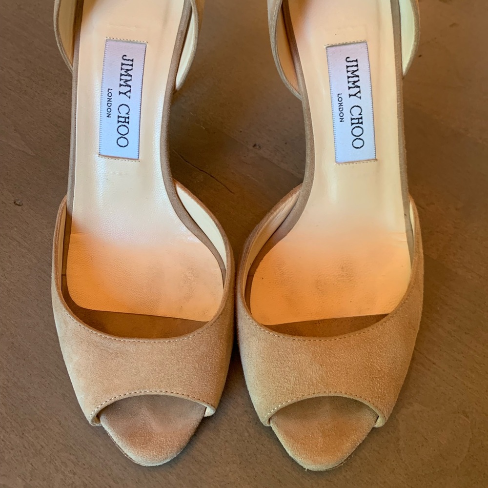 Beautiful Jimmy Choo neutral suede heels 38.5